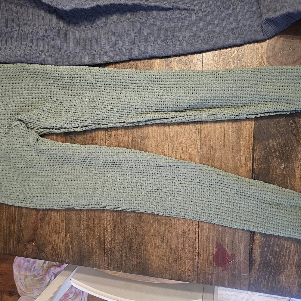 Green Waffle Knit Leggings